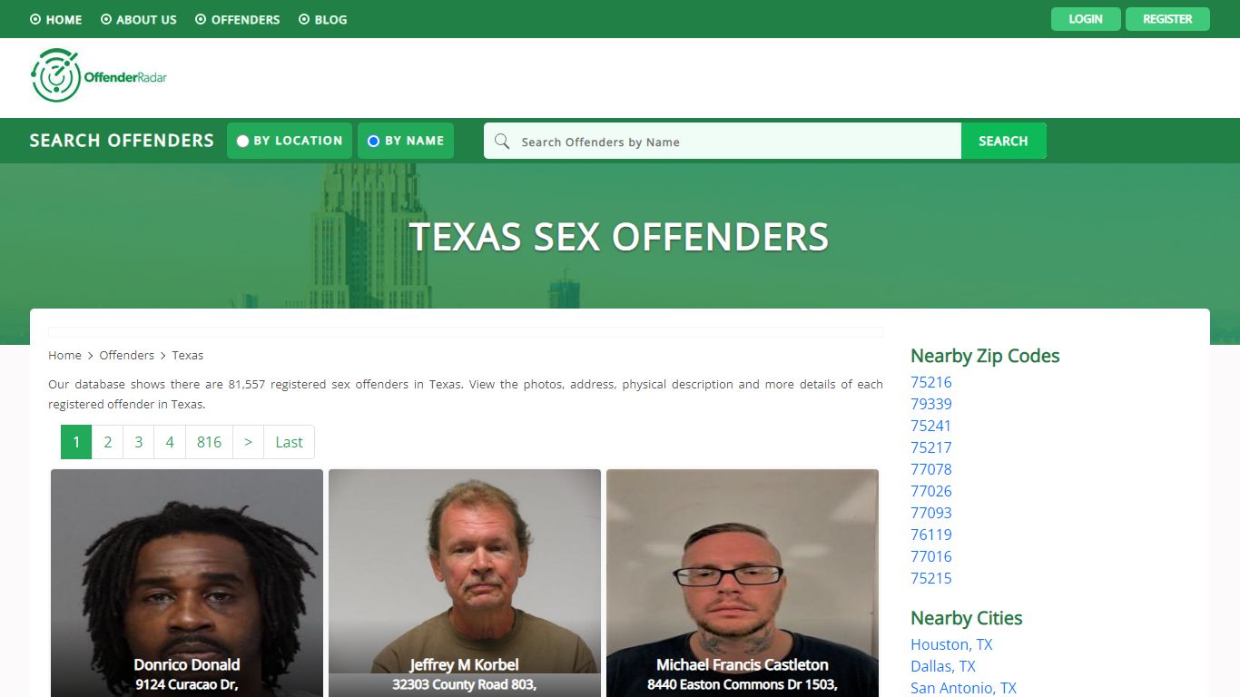 Texas Sex Offenders Registry and database at Offender Radar